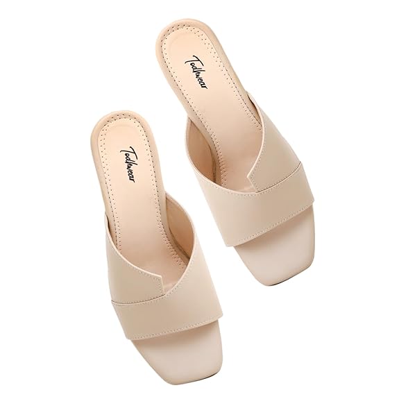 Double Cut Heeled Sandals Square Toe Sandals Slip On Fashion Wedding Chunky Block Mule Heels for Women