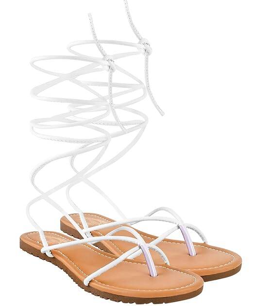 Shoetopia Stylish Ankle Wrap Flat Sandals For Women & Girls